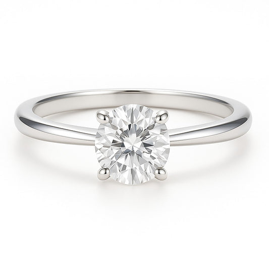 2 carat Round cut moissanite ring on white background