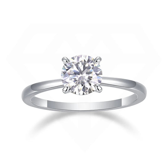 2ct Round moissanite ring on white background
