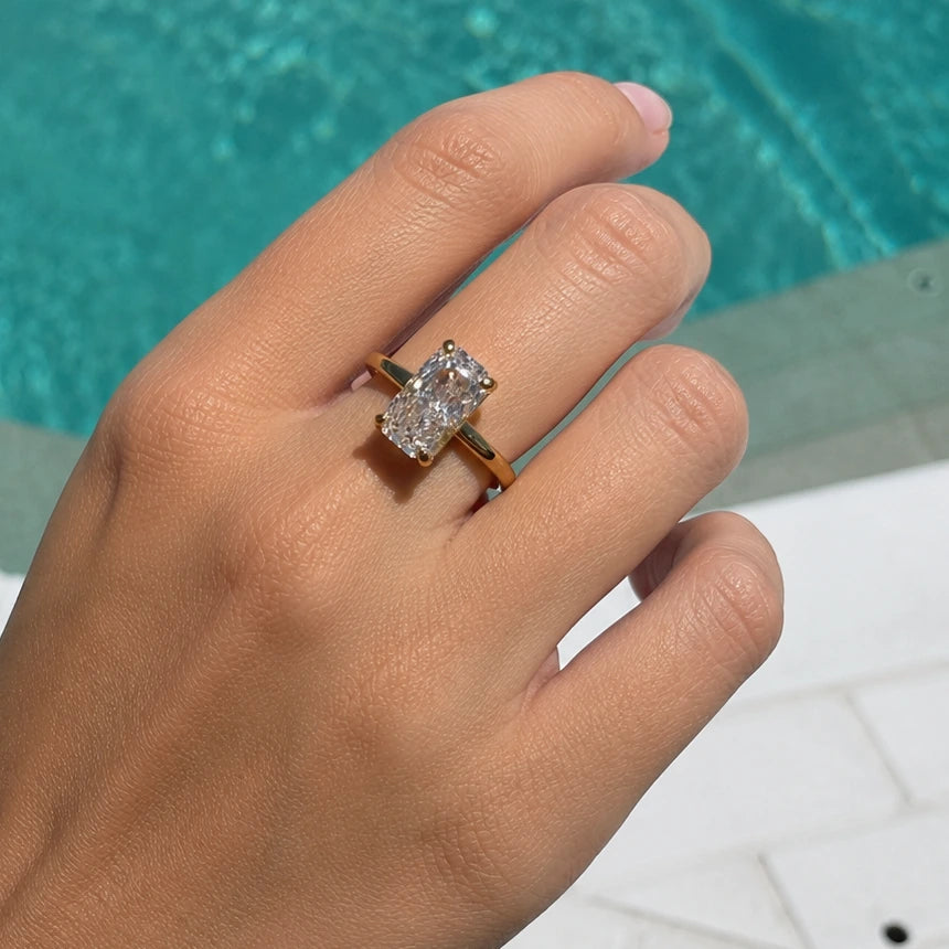 Vienna 3 Ct Radiant Gold Vermeil Ring