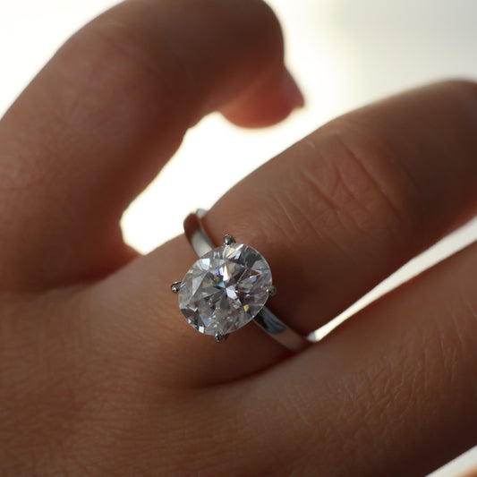 3ct oval moissanite ring on hand