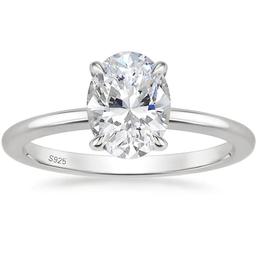 3ct oval moissanite ring on white background