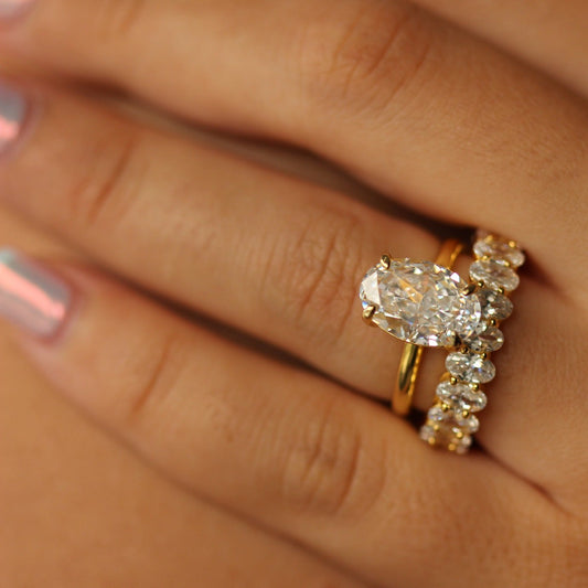 Gold oval ring and oval stacker ring