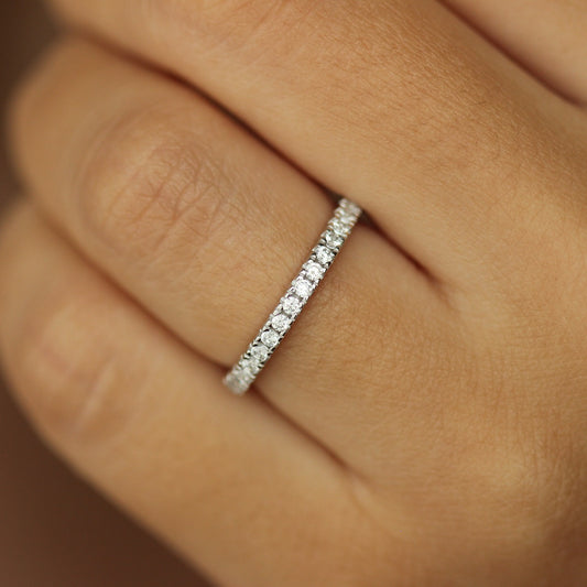 Half Eternity Pavé Ring 1.8mm on hand