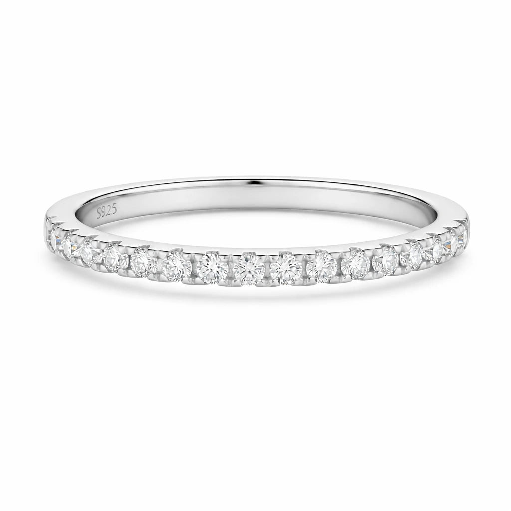 Silver Half Eternity Pavé Ring 1.8mm