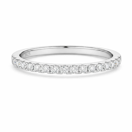Silver Half Eternity Pavé Ring 1.8mm