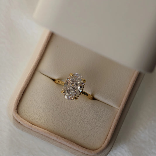 Valencia 14k Gold 3.5 Ct Oval Ring with Hidden Halo