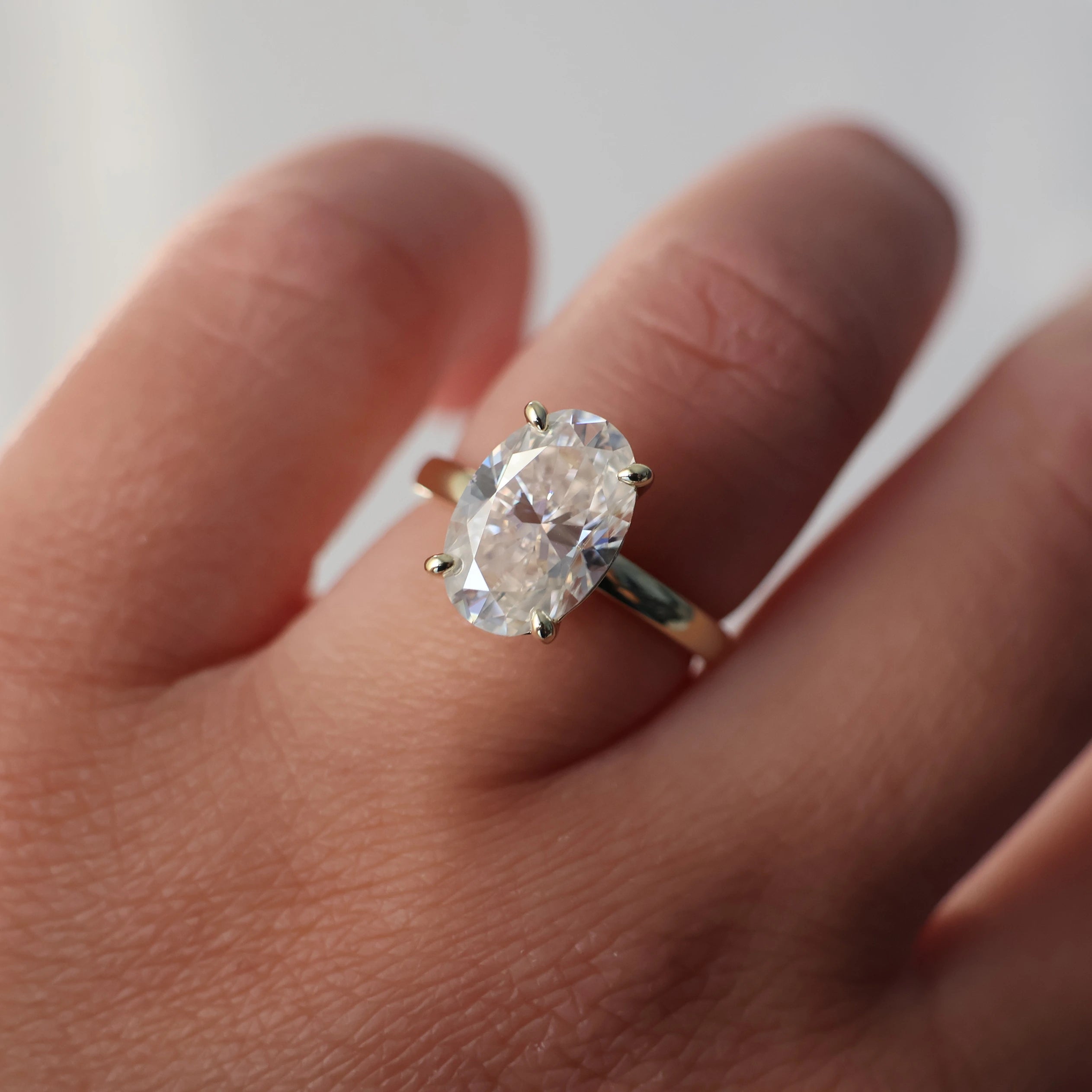 Valencia 4 Ct Oval Moissanite Ring in 18k Gold Filled