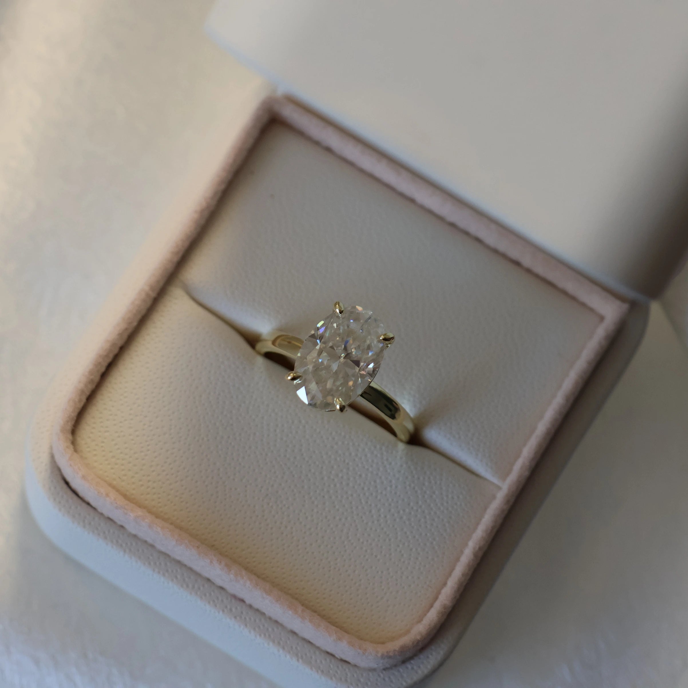 Valencia 4 Ct Oval Moissanite Ring in 18k Gold Filled