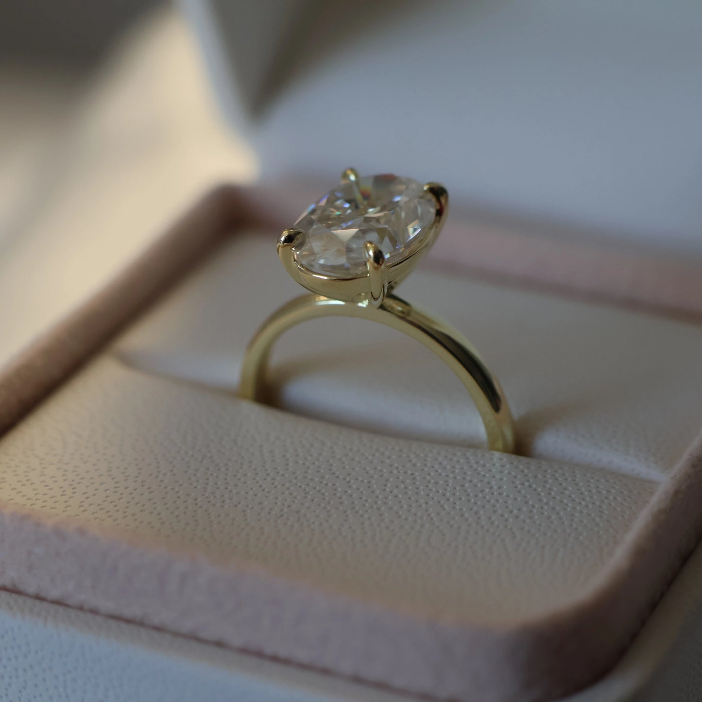 Valencia 4 Ct Oval Moissanite Ring in 18k Gold Filled