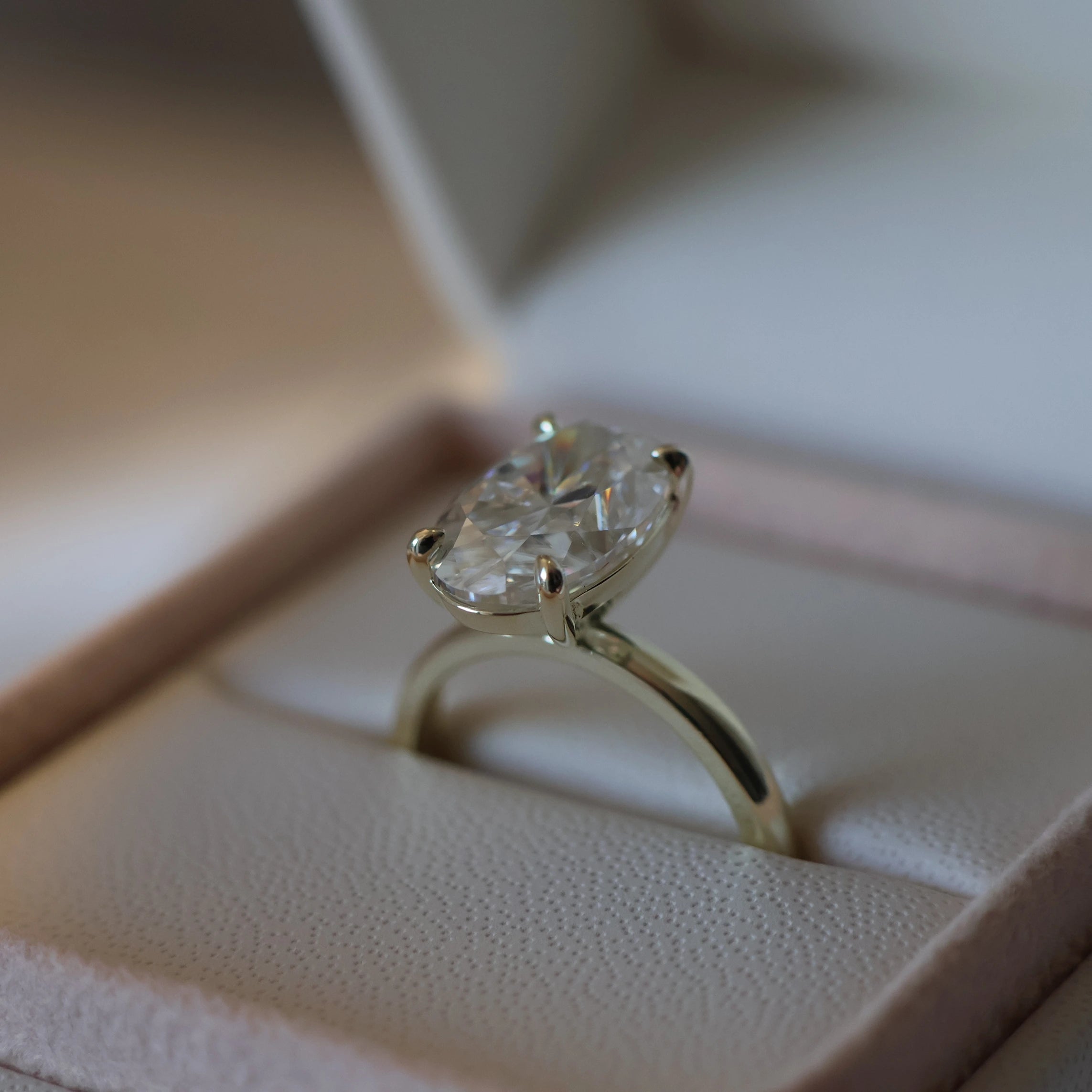Valencia 4 Ct Oval Moissanite Ring in 14k Gold Filled