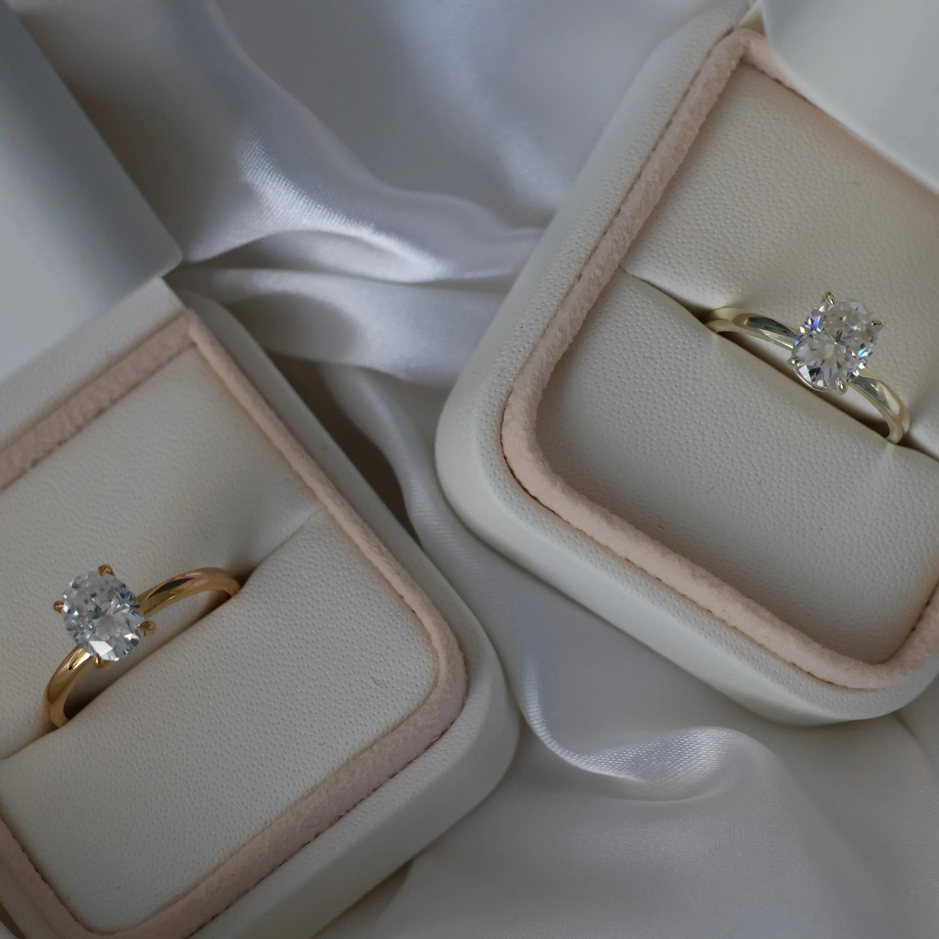 Lisbon 2 Ct Oval Moissanite Ring in Light 14k Gold Filled