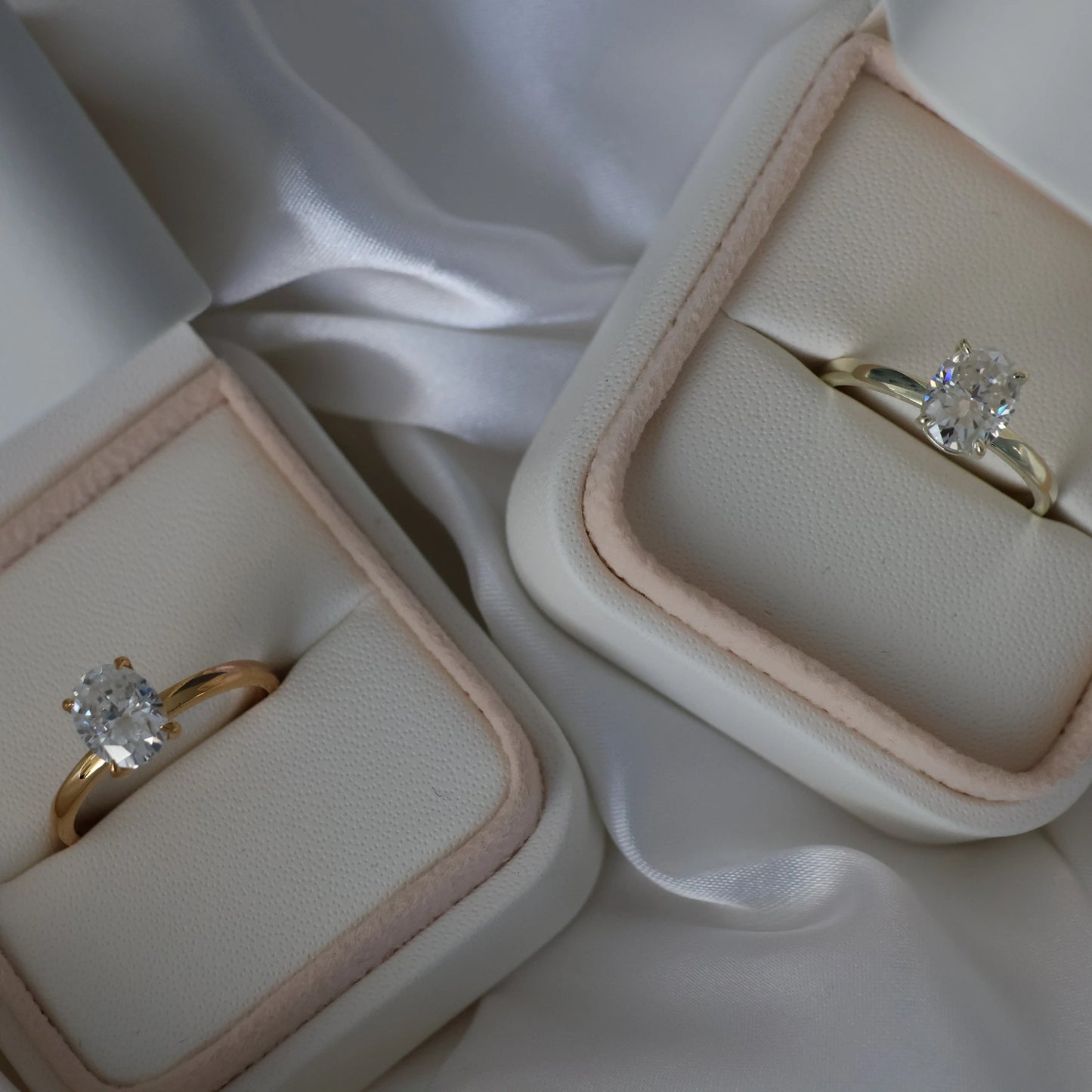 Lisbon 2 Ct Oval Moissanite Ring in Light 14k Gold Filled