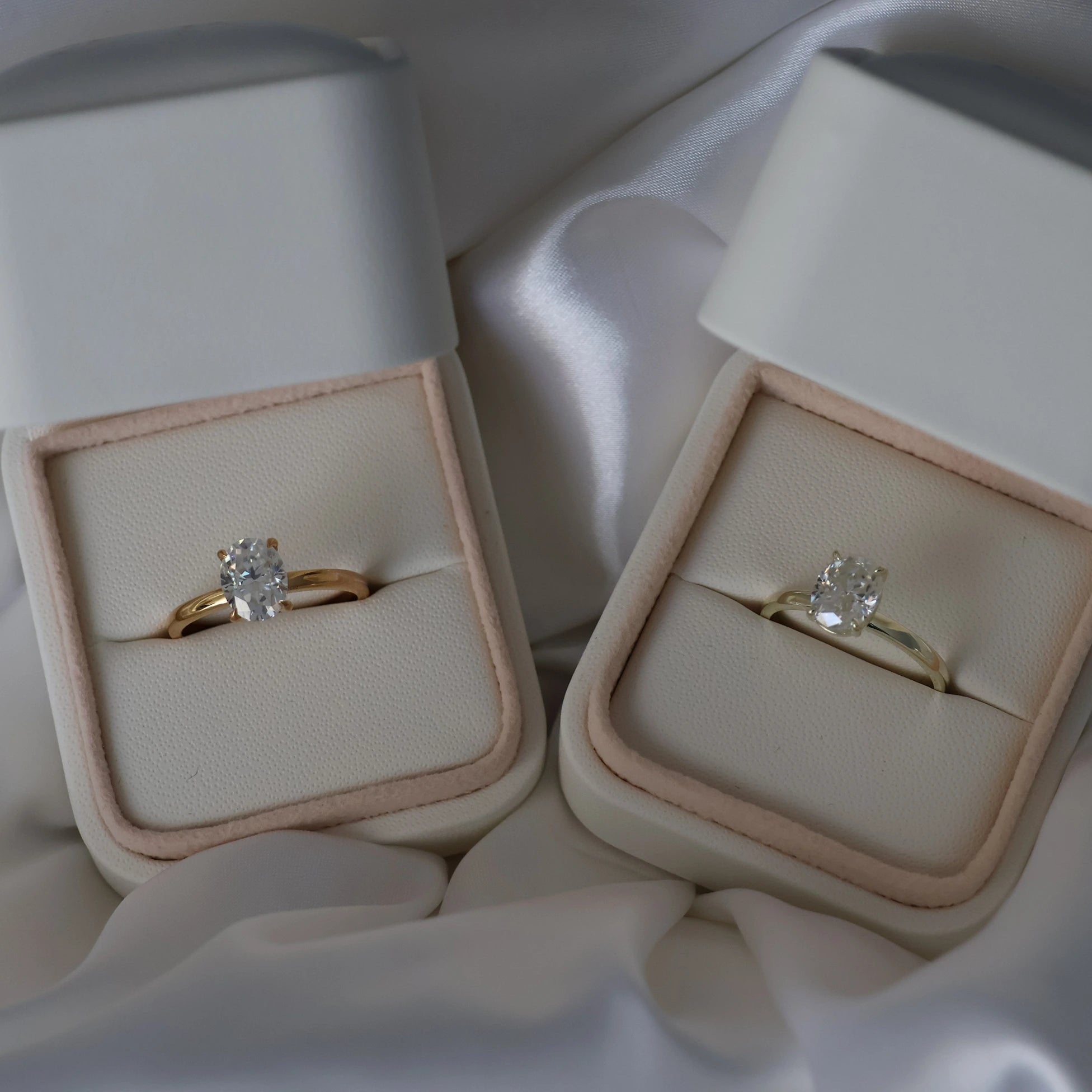 Lisbon 2 Ct Oval Moissanite Ring in Light 14k Gold Filled