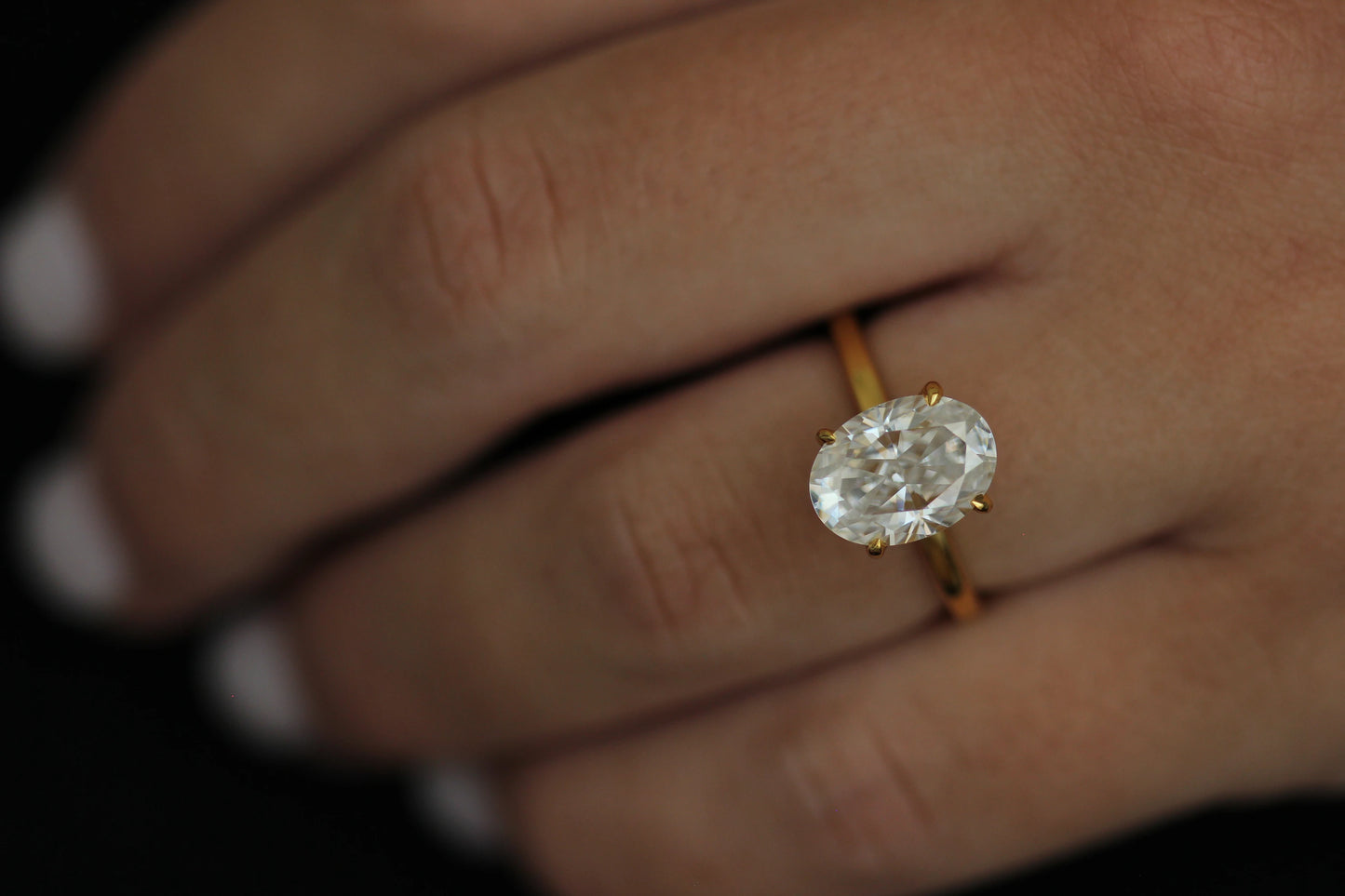 Antalya 4 Ct Oval Moissanite Ring in 18k Gold Filled