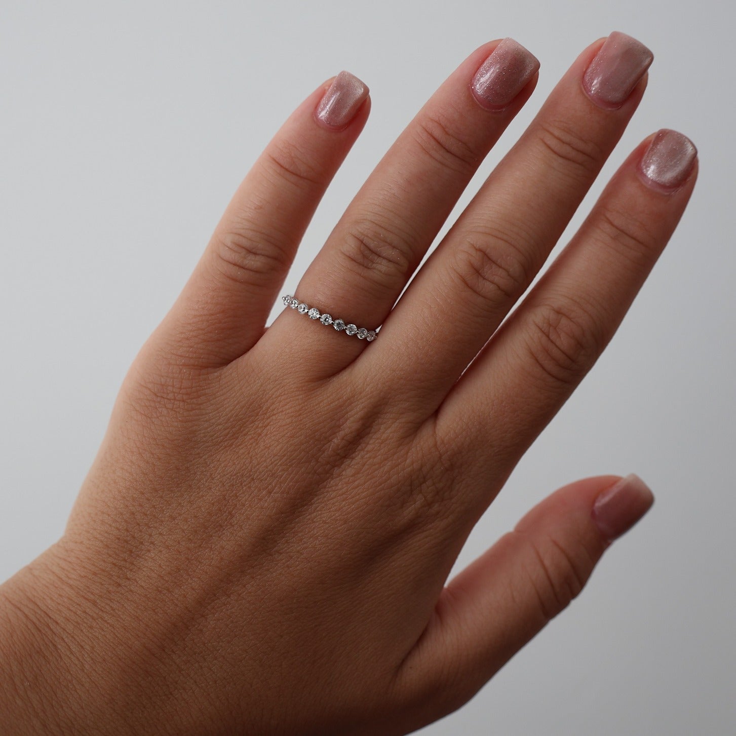 Silver Round Floating Wedding Band