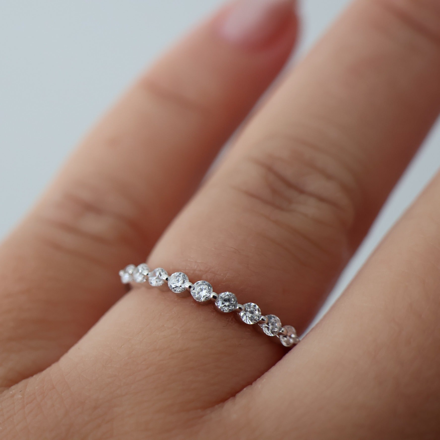 Silver Round Floating Wedding Band