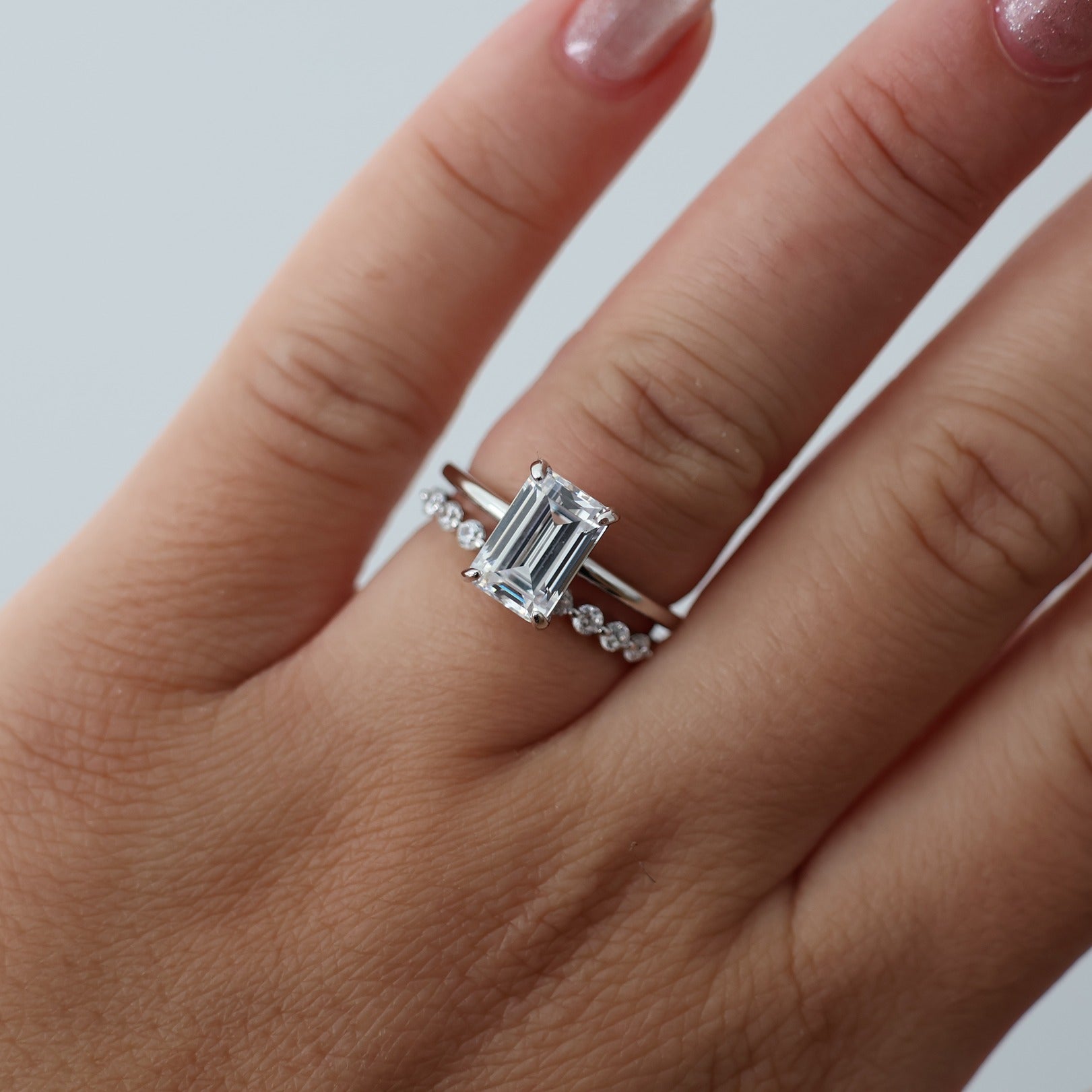 Silver Round Floating Wedding Band