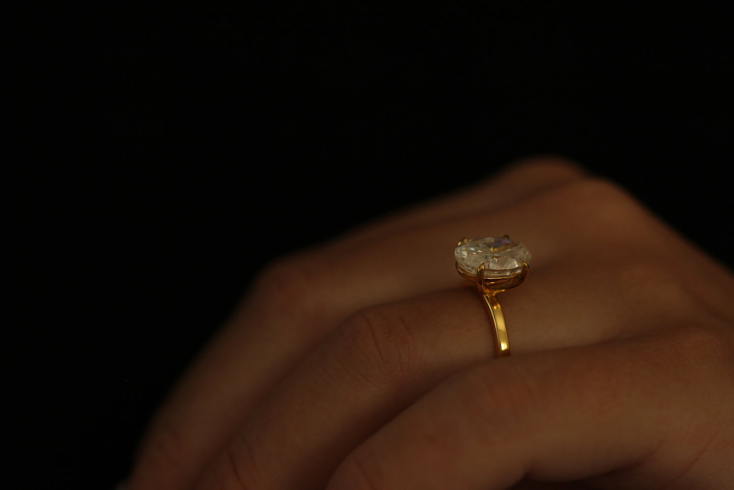 Antalya 4 Ct Oval Moissanite Ring in 18k Gold Filled