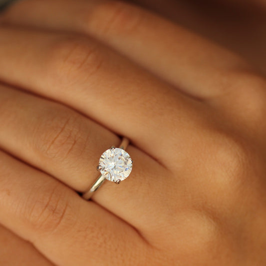 Madeira 2 Ct Round Cut Ring with high-quality cubic zirconia on hand