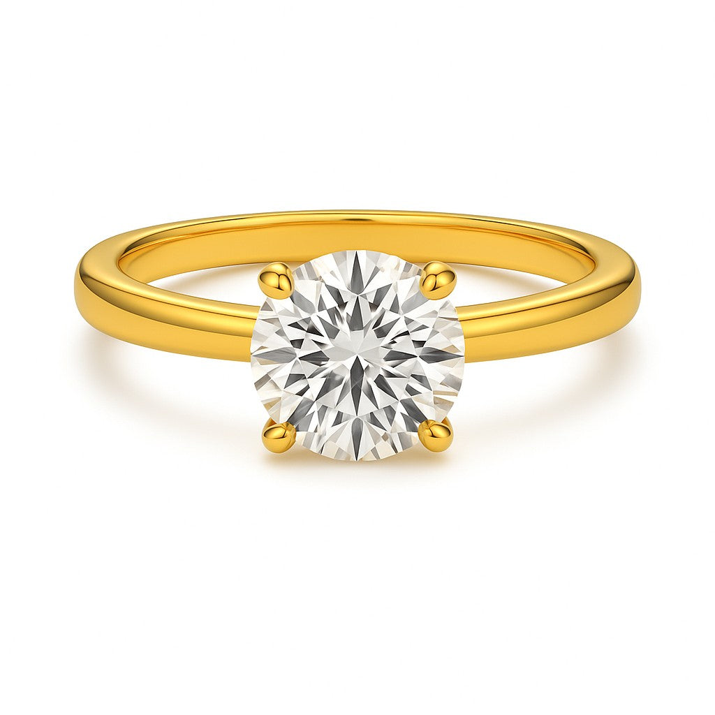 18k gold vermeil 2 carat round gold ring