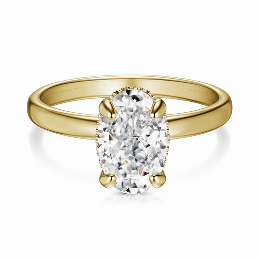 Oval ring with side halo on white background