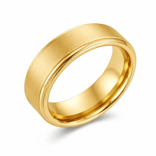 mens brushed gold wedding band 8mm width