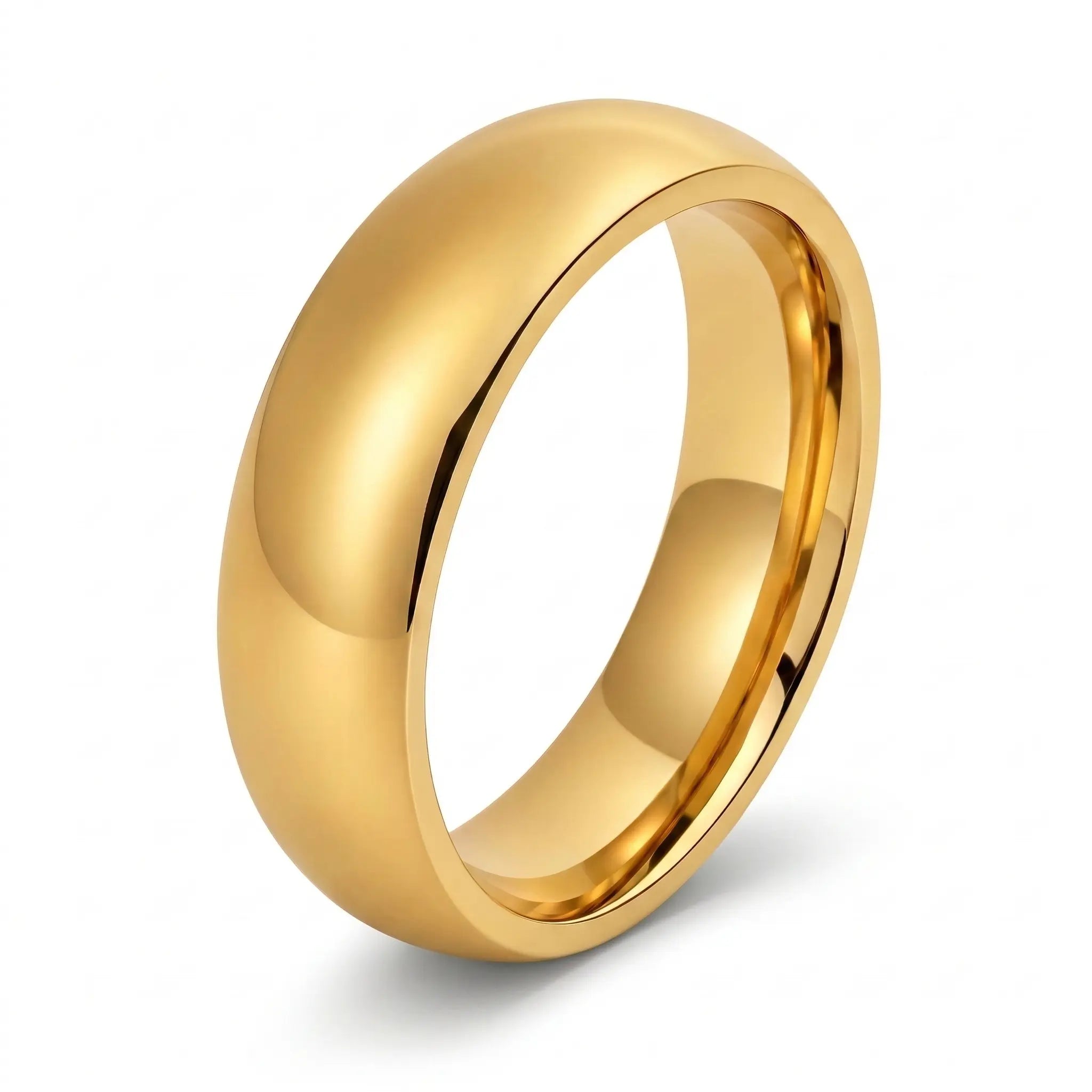 Men’s polished gold dome wedding band 8mm