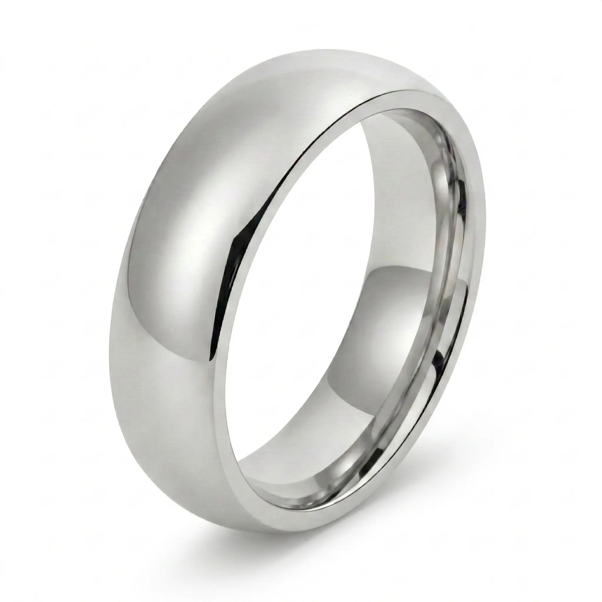 Men's Polished Silver Wedding Band 8mm