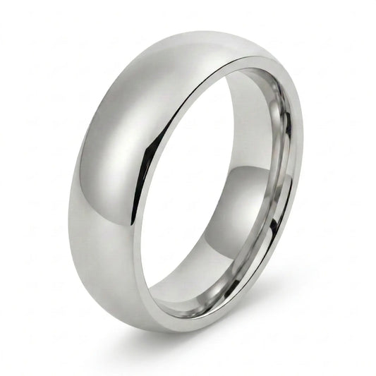 Men's Polished Silver Wedding Band 8mm