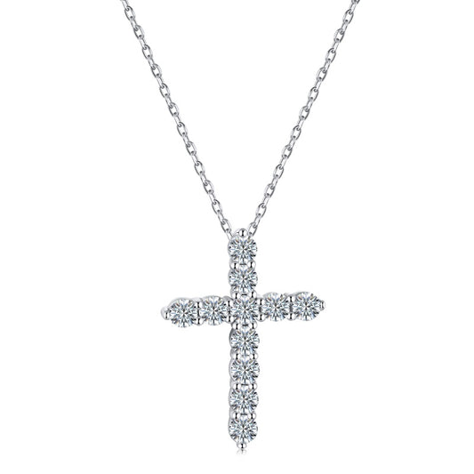Moissanite Cross Necklace on white background