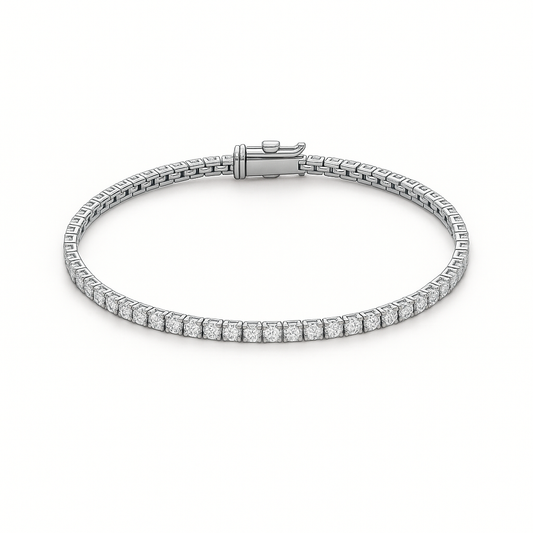 2mm moissanite tennis bracelet on white background