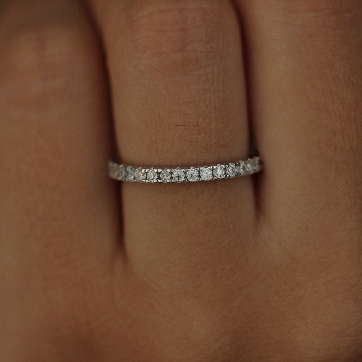 Pavé Eternity Ring 2mm on hand