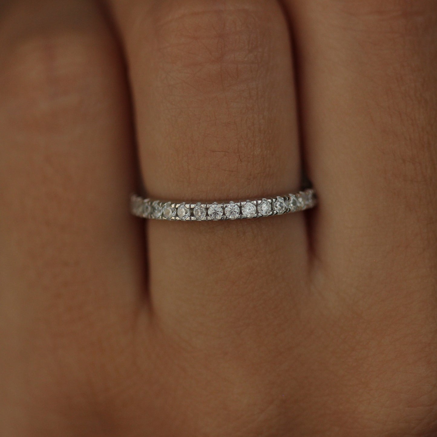 Pavé Eternity Ring 2mm on hand