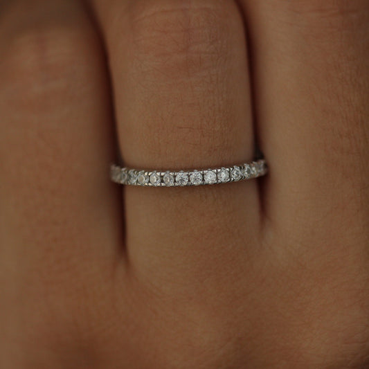 Pavé Eternity Ring 2mm on hand
