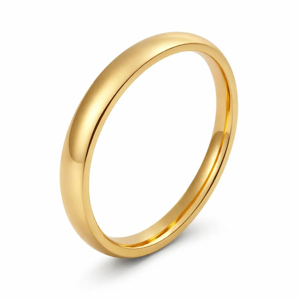 polished gold dome tungsten wedding band 2mm
