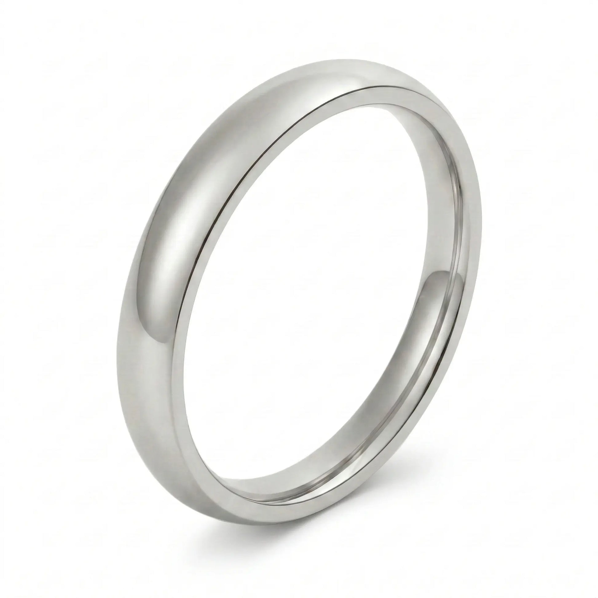 2mm polished tungsten dome wedding band in silver