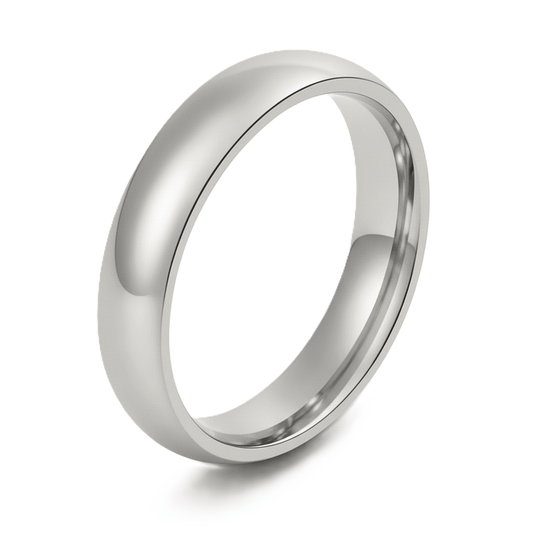 polished silver domed wedding band 4mm