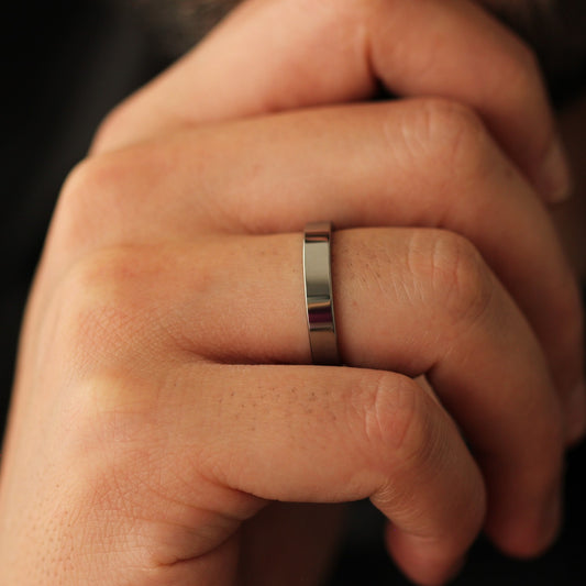 polished flat wedding band 4mm width