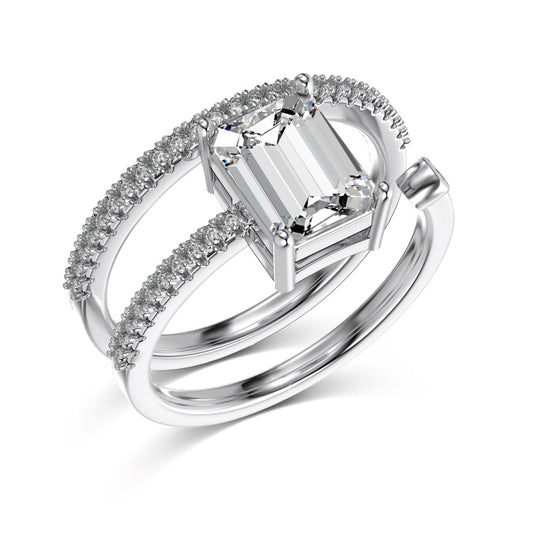 rectangle ring emerald cut in silver