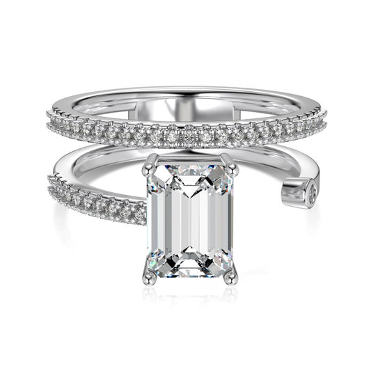 rectangle ring emerald cut in silver