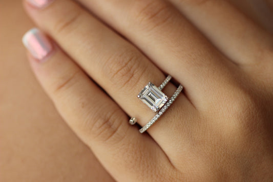 rectangle ring emerald cut in silver