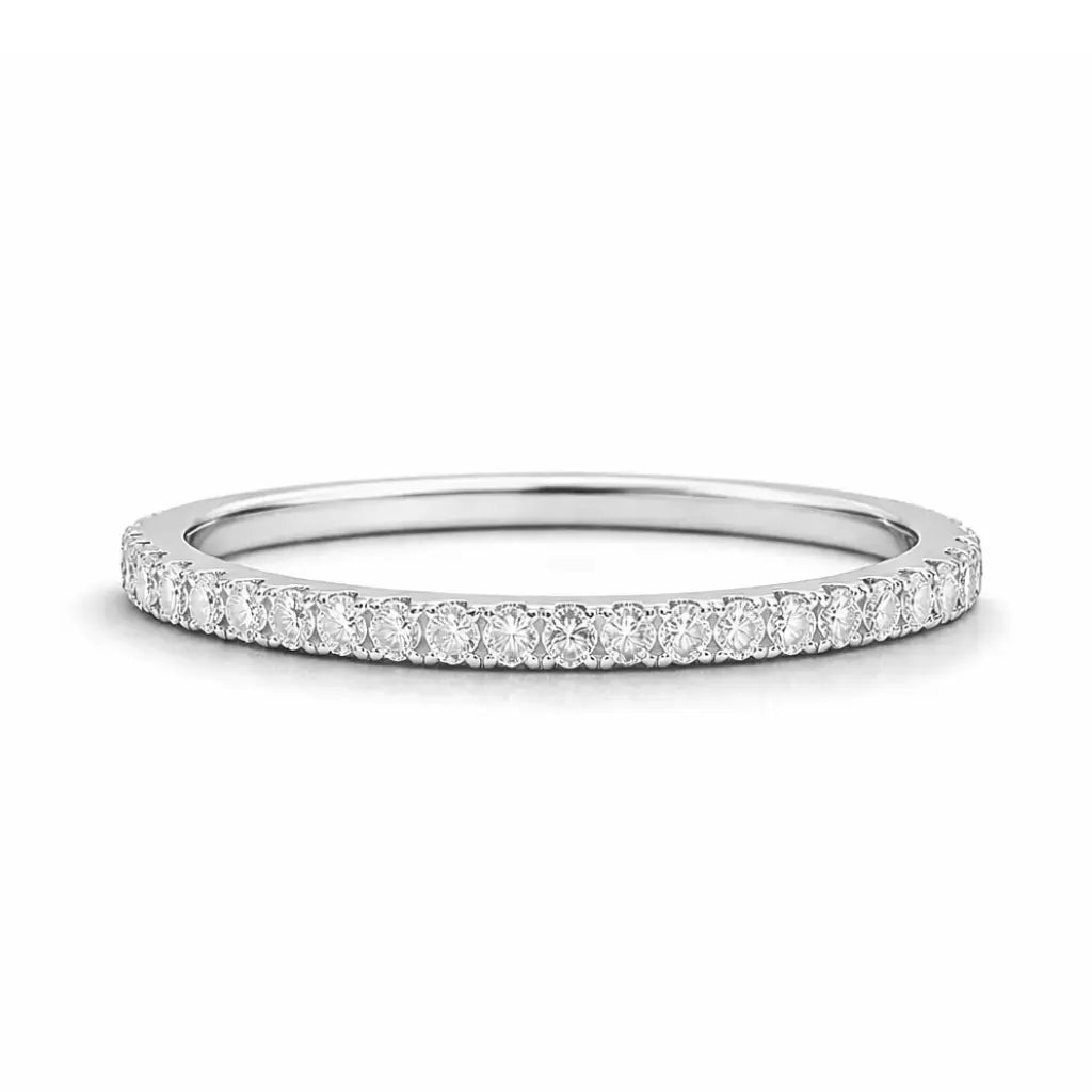 scalloped pave moissanite eternity band 2mm width