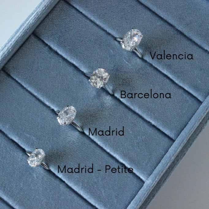 different oval carat sizes ring comparison