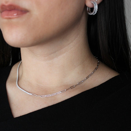 Silver tennis necklace