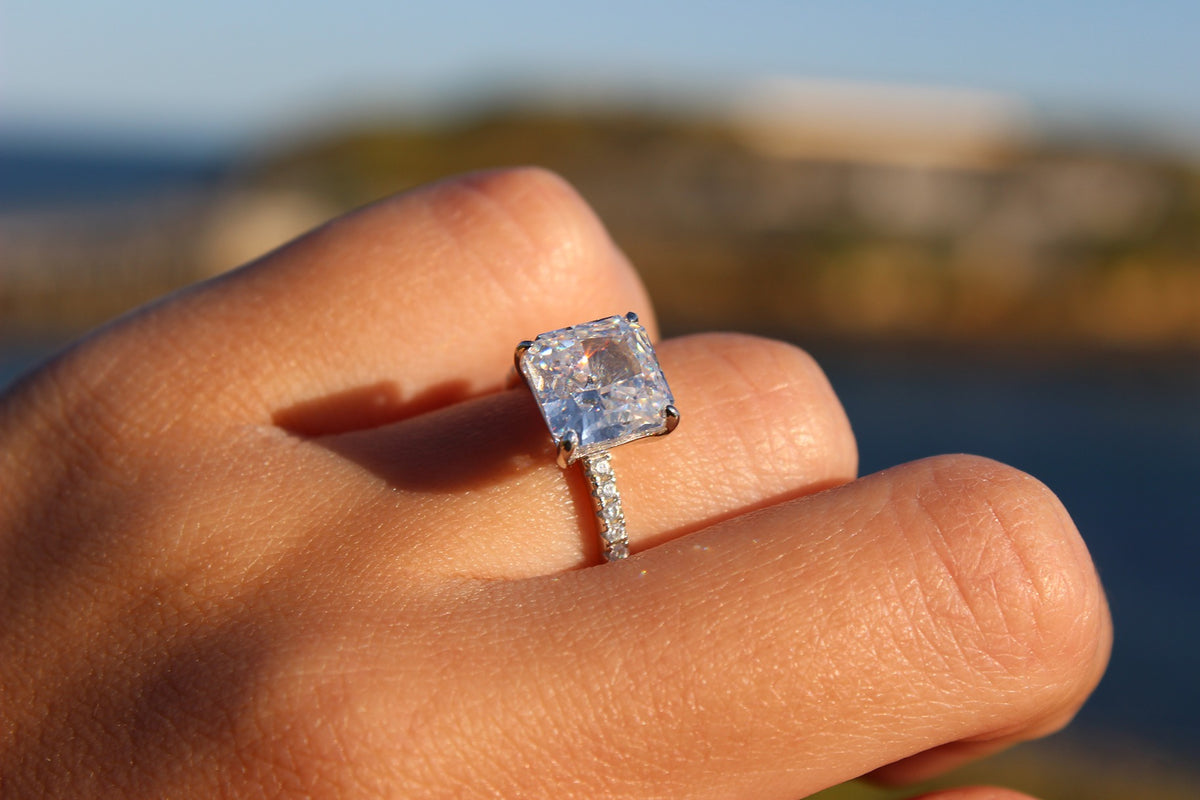3 Carat Cali Radiant Square Ring in Silver – Travel Ring Co
