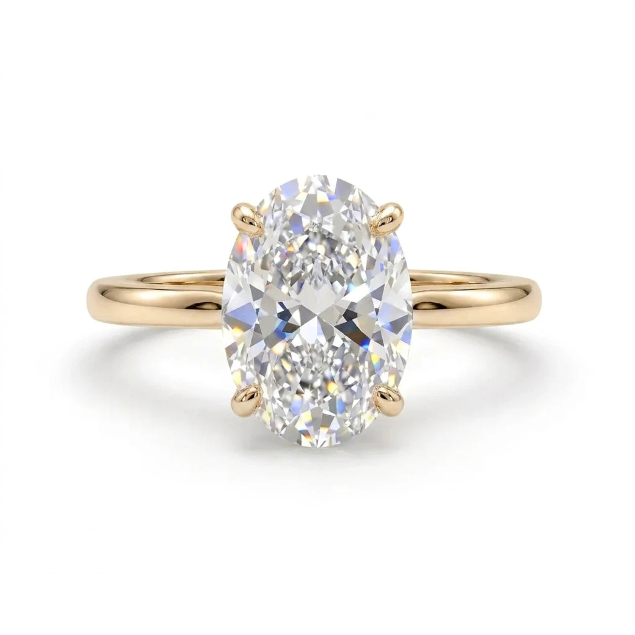 Valencia 4 Ct Oval Moissanite Ring in 18k Gold Filled
