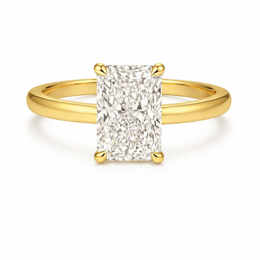 3 carat radiant cut rectangle gold ring