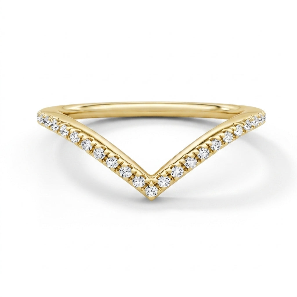 wishbone gold wedding band 14k plated