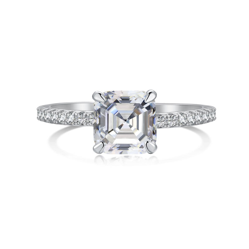 asscher cut cubic zirconia ring