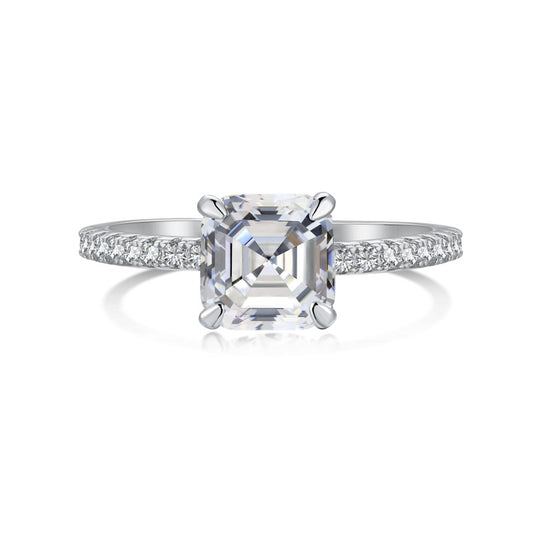 asscher cut cubic zirconia ring